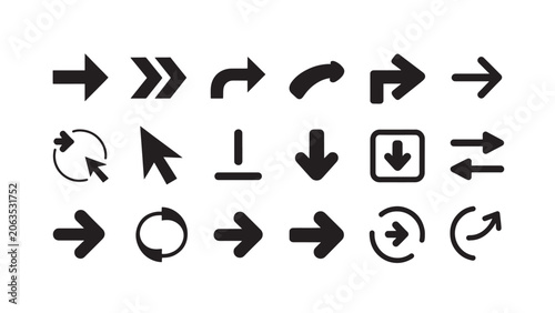 Arrow Icon Set Navigation Direction UI Line Art Vector Collection