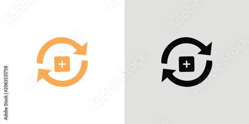 Orange and black of a location marker with a plus symbol orange black location marker map pin crosshair