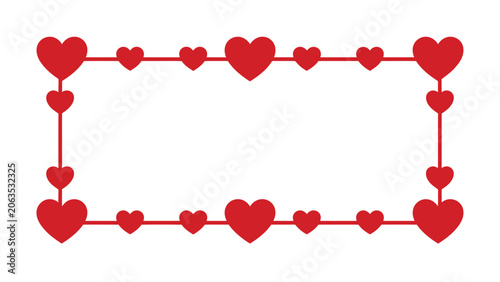 Red Heart Border Frame Romantic Valentine Decorative Vector Template