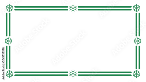 Green Decorative Snowflake Border Frame Holiday Vector Template