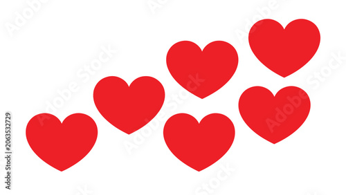 Red Heart Icon Set Love Valentine Flat Vector Illustration