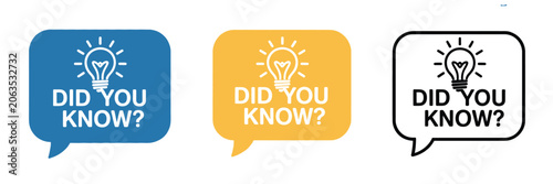 Did You Know Speech Bubble Lightbulb Banner Vector Set