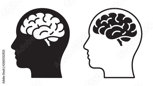 Human Brain Head Silhouette Psychology Mind Vector Illustration