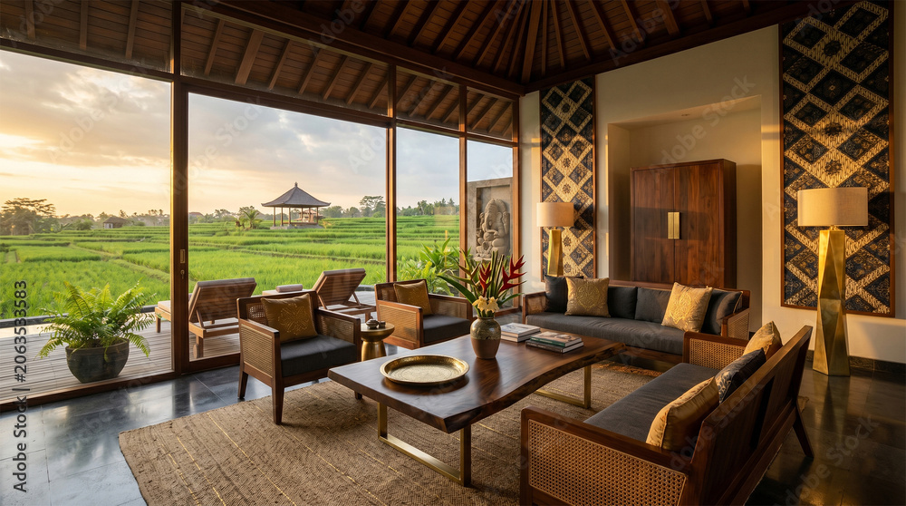 Fototapeta premium Javanese Palace Inspired Contemporary Living Space