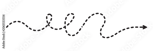 Minimalist Dashed Wavy Arrow Line Path Route Vector Illustration