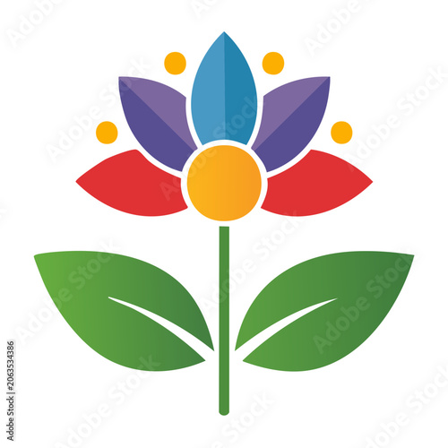 Flat design flower with sun and leaves vector