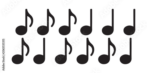 Photos Musical notes set eighth notes collection black isolated on white background symbols