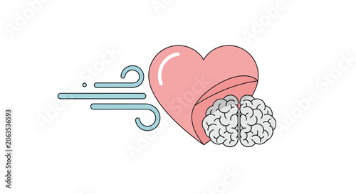 Stylized wind gusts and pink circle on transparent background