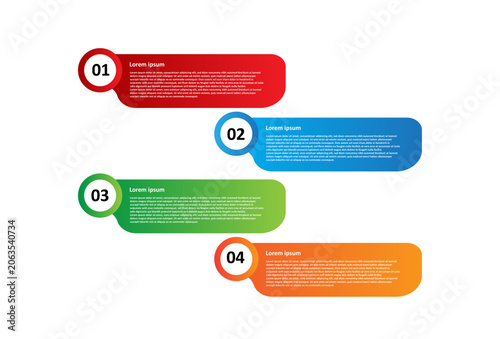 Infographic featuring four color coded numbered bullet points for professional business layouts.