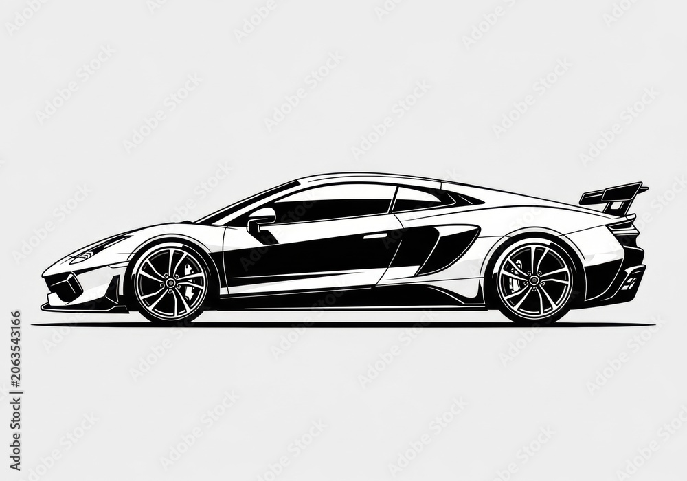 Fototapeta premium Side view of luxury sports car.