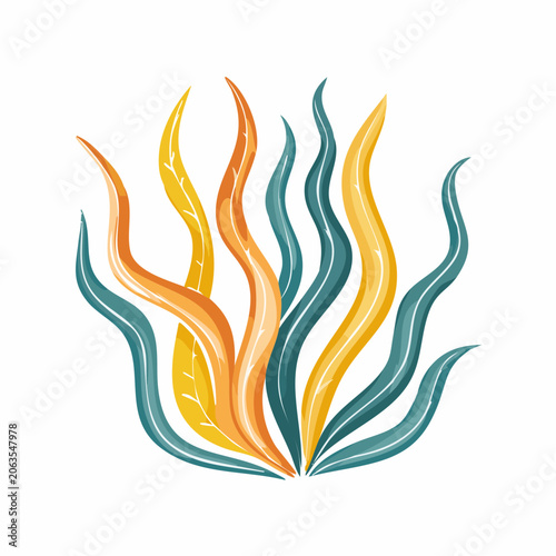Abstract illustration of colorful seaweed or kelp