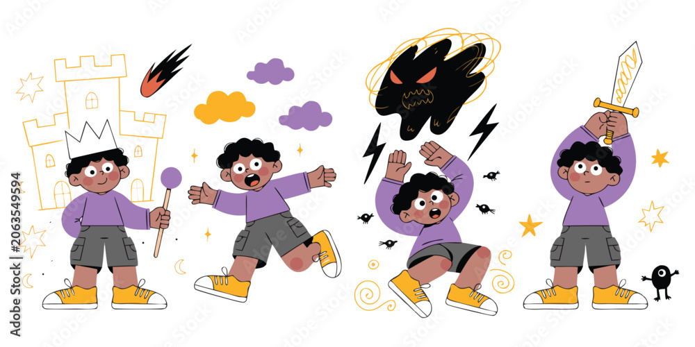 Obraz premium Child playing with imagination and sword in a fantasy setting imagination adventure creative childhood
