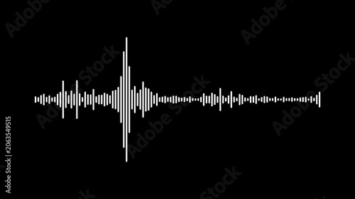 white Audio waveform visualizer animation black screen 4k video, Sound wave audio spectrum black background. Sound line audio wave visualization voice record animation