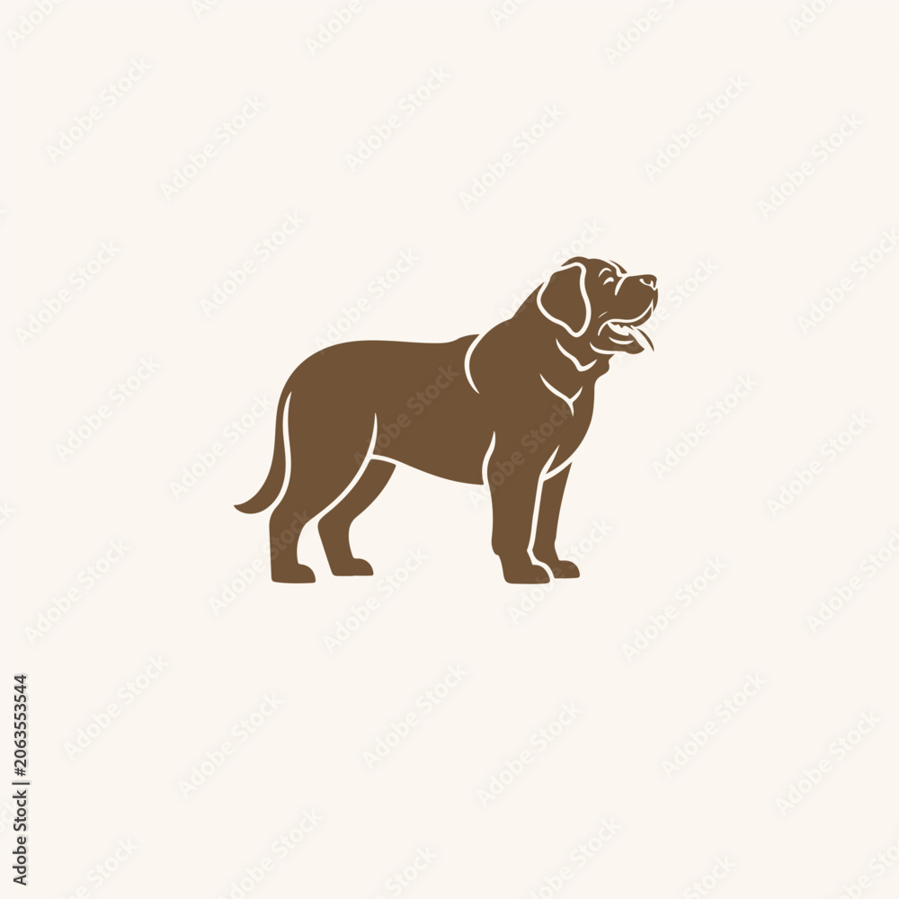 Obraz premium Saint bernard dog logo vector art silhouette illustration mock template.