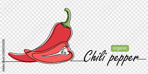Εκτύπωση καμβά Elegant hot chili continuous one line minimalist art design, Continuous line drawing of chili pepper