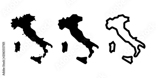Quadro su tela Black silhouettes and outline map shapes of italy country