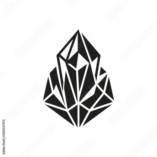 Vászonkép Polygonal crystal mineral cluster artistic graphic with gemstone, geometric