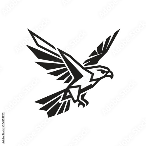 Abstract geometric eagle icon silhouette with geometric silhouette predator