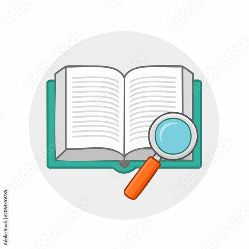 Open Book and Magnifying Glass Icon