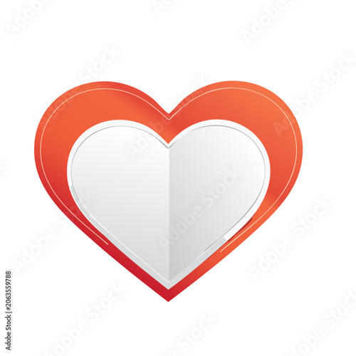 Red and orange heart illustration on white background