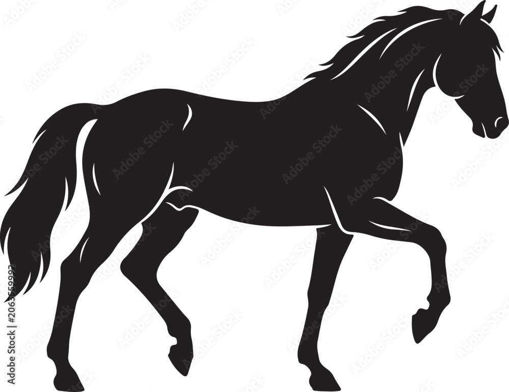 Obraz premium Galloping Horse Black Silhouette Vector