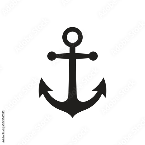 Simple black ship anchor icon design with nautical maritime silhouette