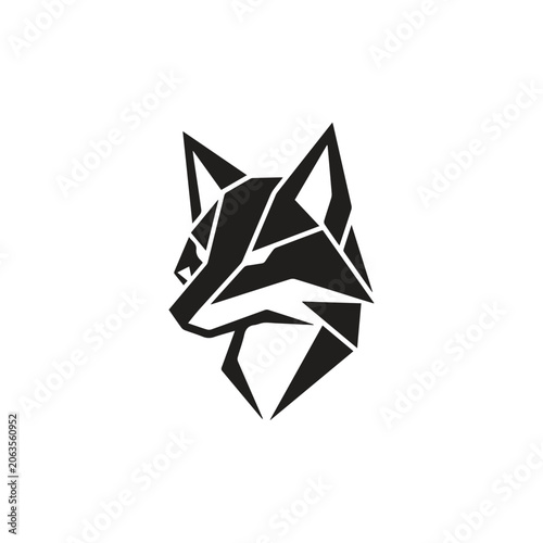 Geometric fox head silhouette logo design with geometric silhouette minimalist