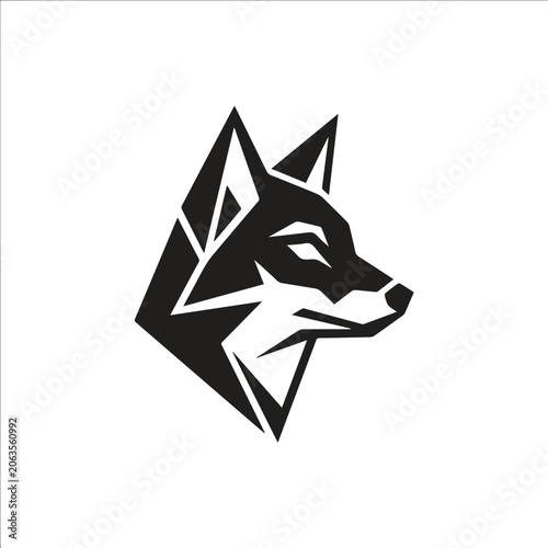 Stylized geometric wolf head logo graphic with geometric silhouette minimalist