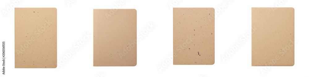 Fototapeta premium Four Recycled Paper Notebook Covers Isolated on a Plain Black Background
