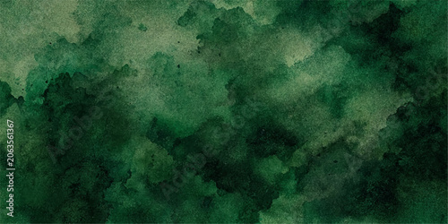 Photos Abstract Dark Green Watercolor Background with Emerald and Forest Green Paint Wa