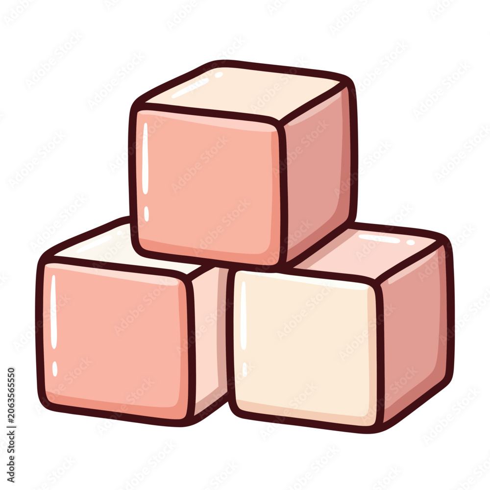 Fototapeta premium Pink and cream colored cubes stacked together with a playful and cheerful mood