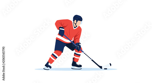 Photography Ice Hockey Player Dribbling Puck on White Background