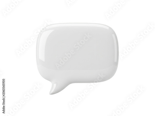 Glossy white 3d speech bubble icon for chat and message
