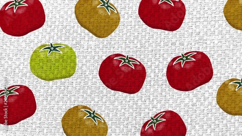 Hand-drawn tomato background, food loop animation