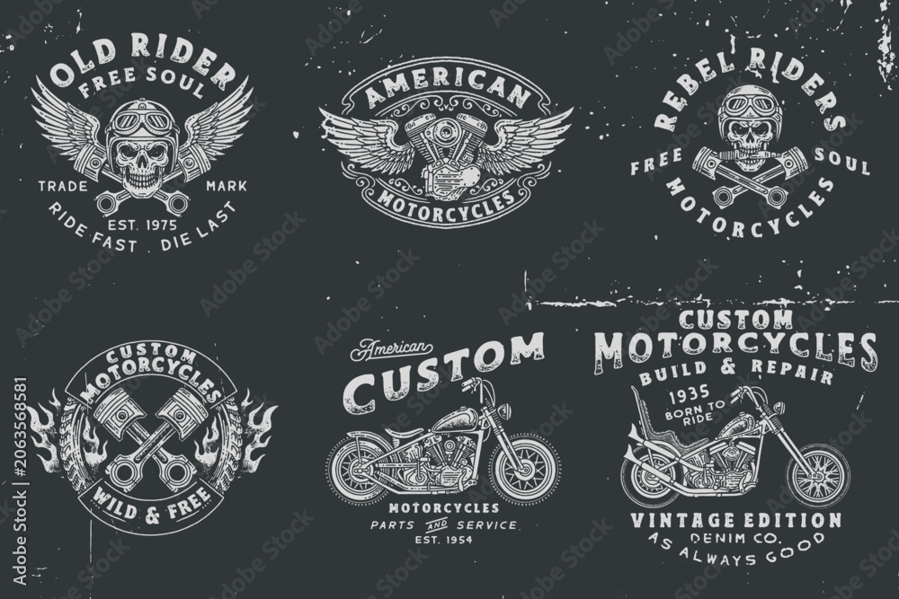 Fototapeta premium custom illustration motorcycle graphic badge design logo vintage package
