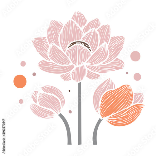 Pink and orange lotus flower vector design