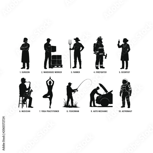 Accessibility and healthcare support people silhouette collection.