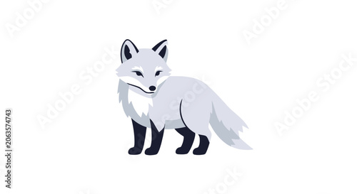 Tableau sur toile Arctic fox standing in soft grey tones