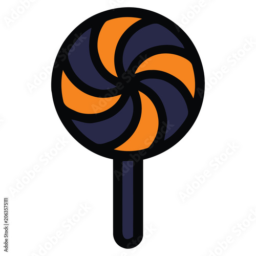 Halloween Candy Lollipop Icon Vector Illustration