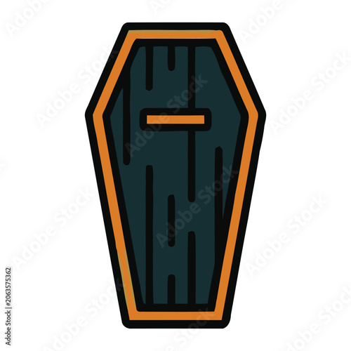 Halloween Coffin Icon Vector Illustration