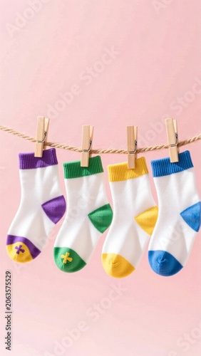 baby socks hanging on clothesline