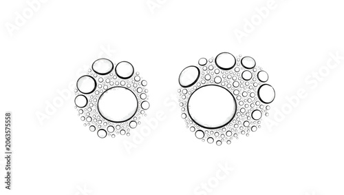 Abstract Splashing Clear Water Bubbles Rings Isolated on Transparent Background