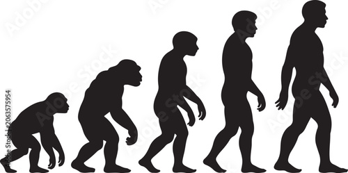 Obraz na plátně Theory of evolution of man silhouette