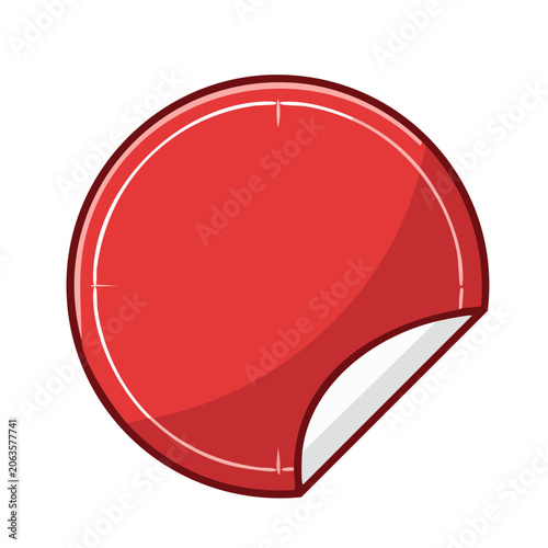 Red peel-off sticker icon with transparent background