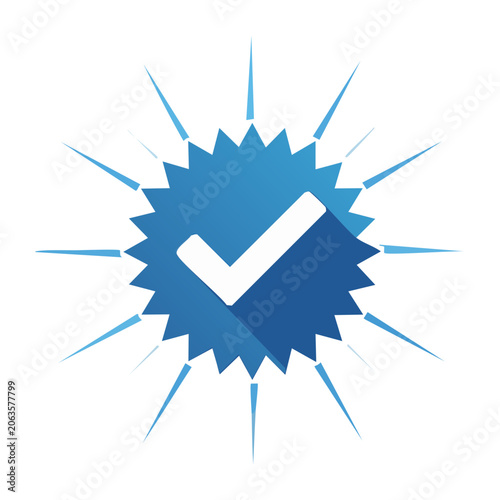 Blue checkmark icon with starburst effect