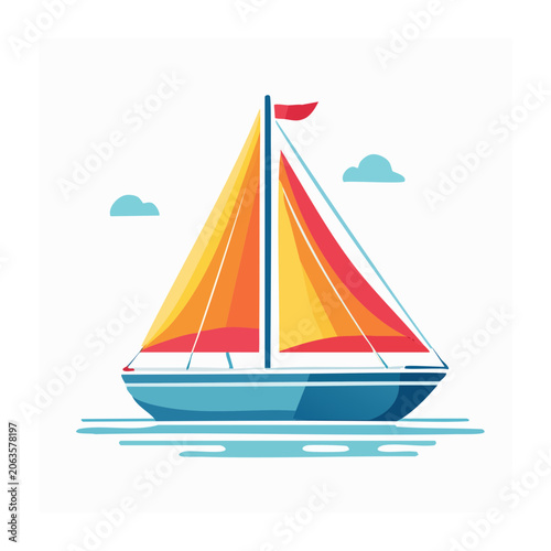 Flat design sailboat on waves