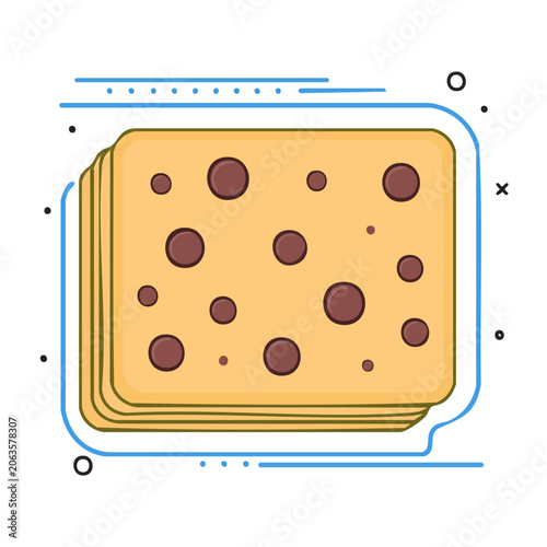 Flat design wooden crate with holes and blue accents