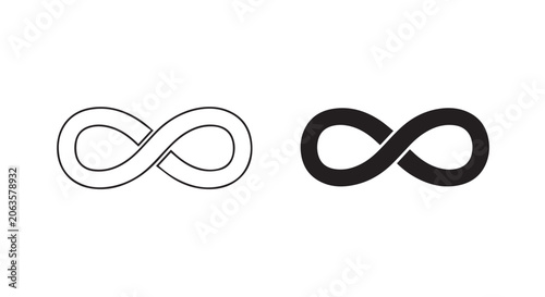 Infinity Symbol Icon Set Outline and Solid Flat Vector Design Symbol