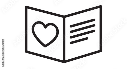 Greeting Card Heart Icon Outline Flat Vector Design Symbol