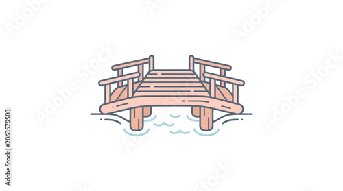 Wooden bridge illustration over water vector design on white background